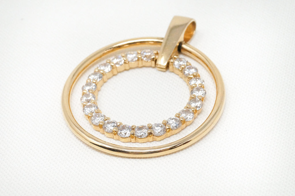 Vtg Designer FAS Gold Vermeil Cubic Zirconia Sterling Silver Necklace Pendant | Jewelry > Necklaces > Pendants | Wiccan Center