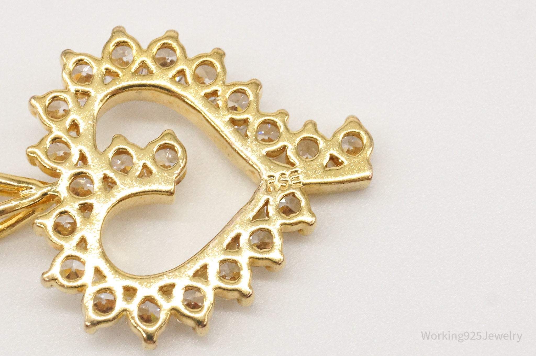 Vintage Cubic Zirconia Gold Vermeil Sterling Silver Heart Pendant | Jewelry > Necklaces > Pendants | Wiccan Center