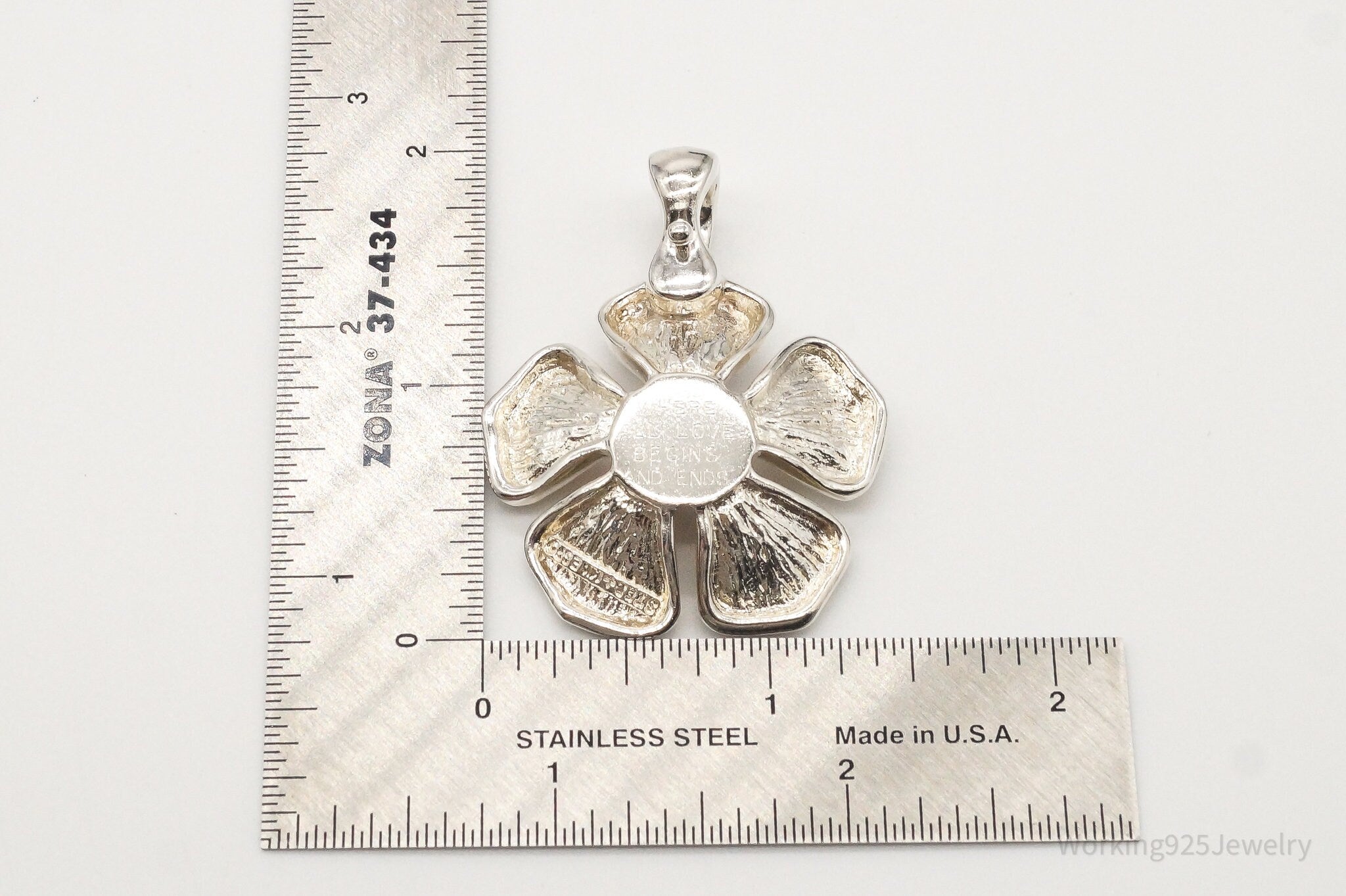 Vintage Large Espo 14K Gold Sterling Silver Quote Flower Pendant | Jewelry > Necklaces > Pendants | Wiccan Center
