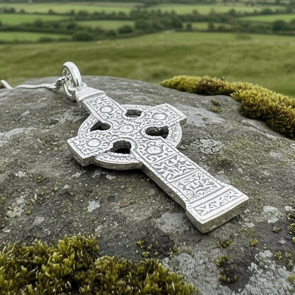 Artisan Irish Ahenny Cross Necklace - Made in Ireland | Pendant | Wiccan Center