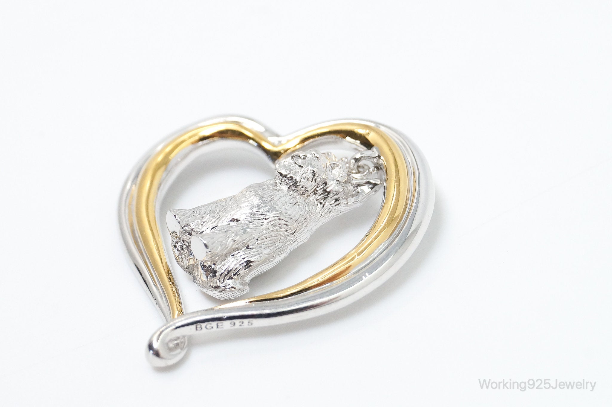 Designer BGE Gold Vermeil Schnauzer Heart Sterling Silver Pendant | Jewelry > Necklaces > Pendants | Wiccan Center