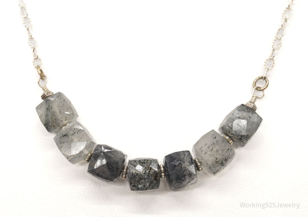 Vintage Spotted Quartz Bead Silver Chain Link Necklace | Jewelry > Necklaces > Pendants | Wiccan Center