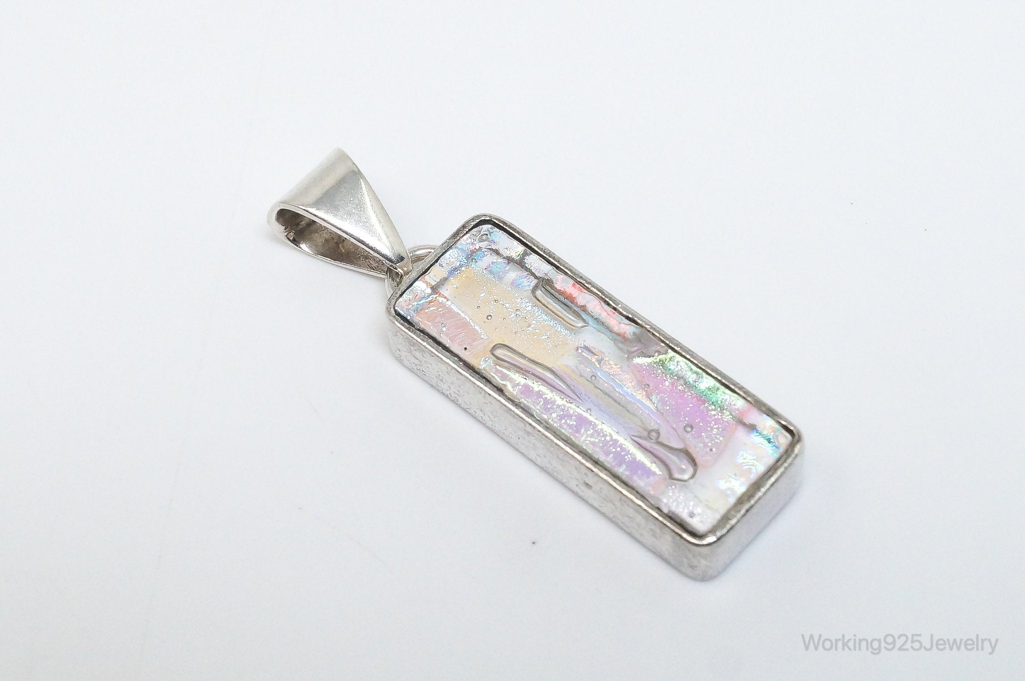 Vintage Large Art Glass Sterling Silver Necklace Pendant | Jewelry > Necklaces > Pendants | Wiccan Center