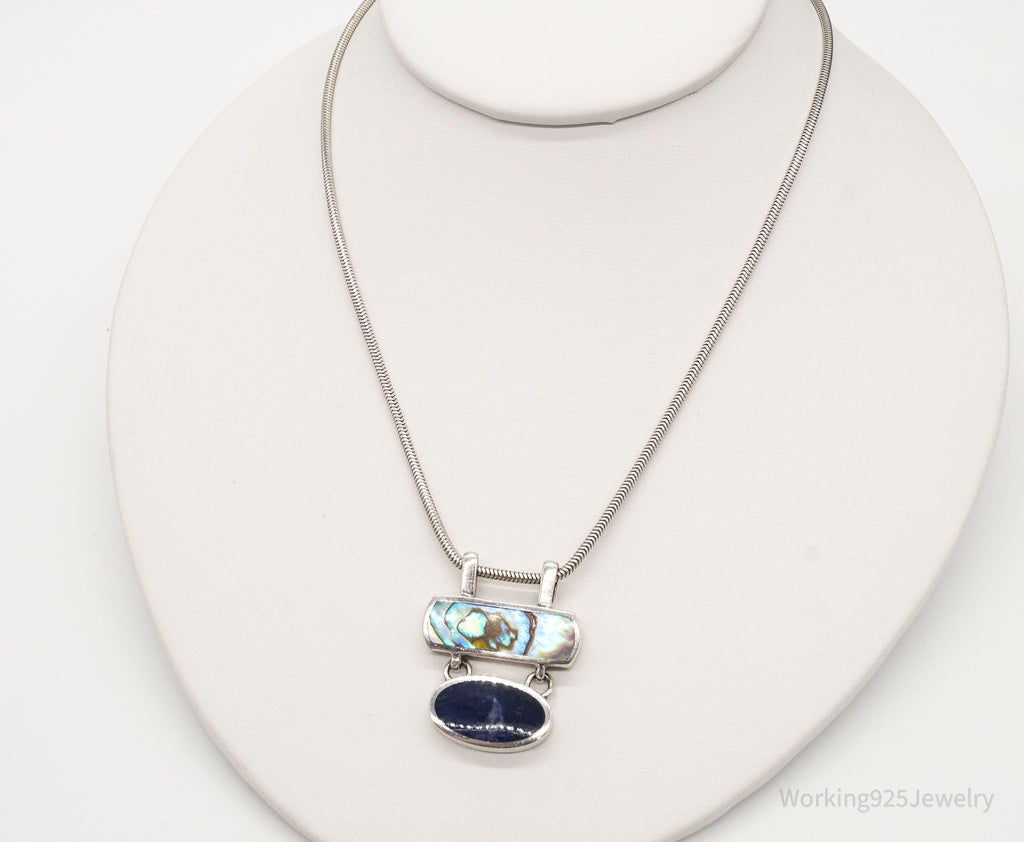 Vintage Paua Abalone Shell Sodalite Sterling Silver Necklace | Jewelry > Necklaces > Pendants | Wiccan Center