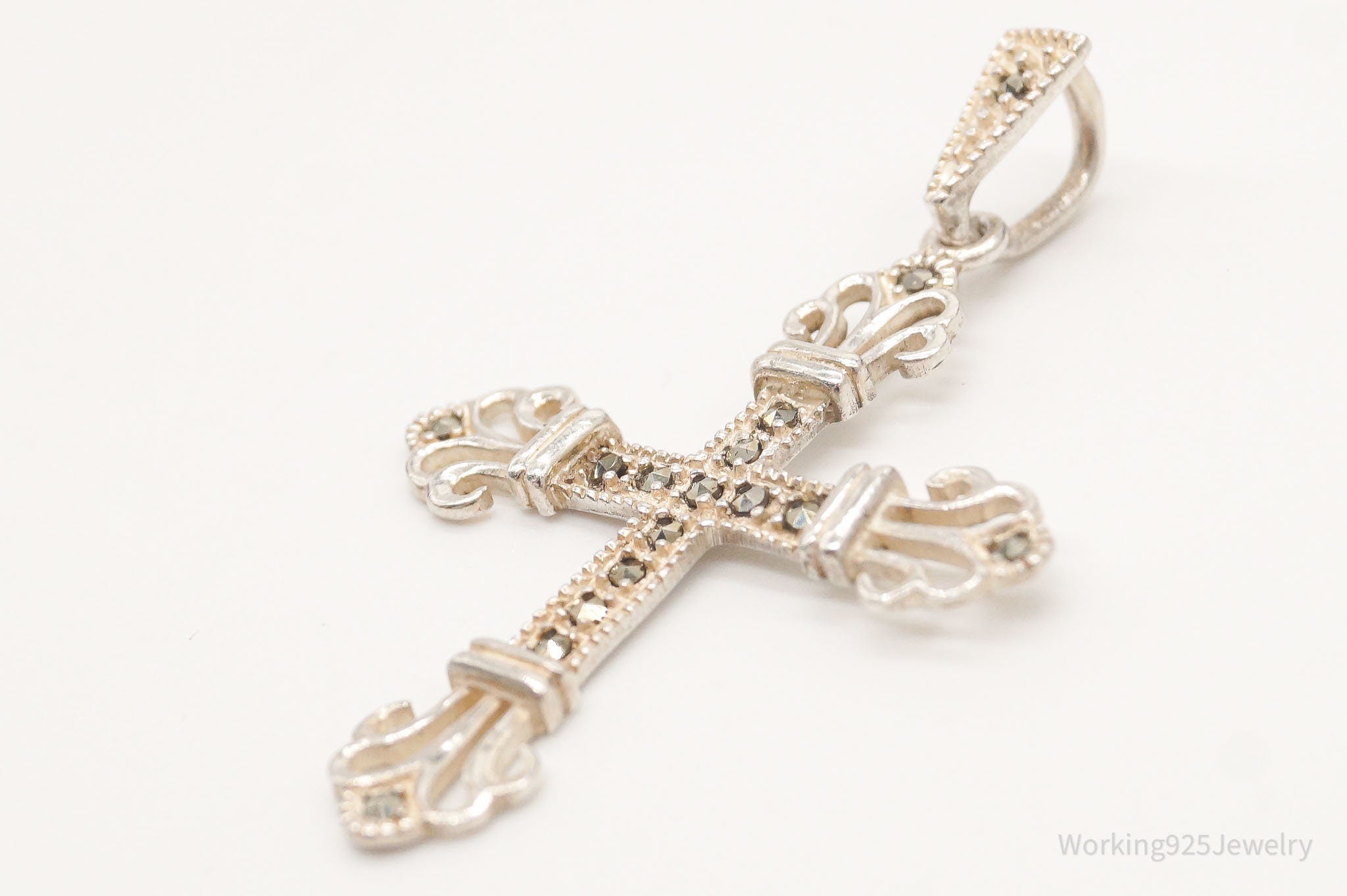 Vintage Marcasite Cross Sterling Silver Necklace Pendant | Jewelry > Necklaces > Pendants | Wiccan Center