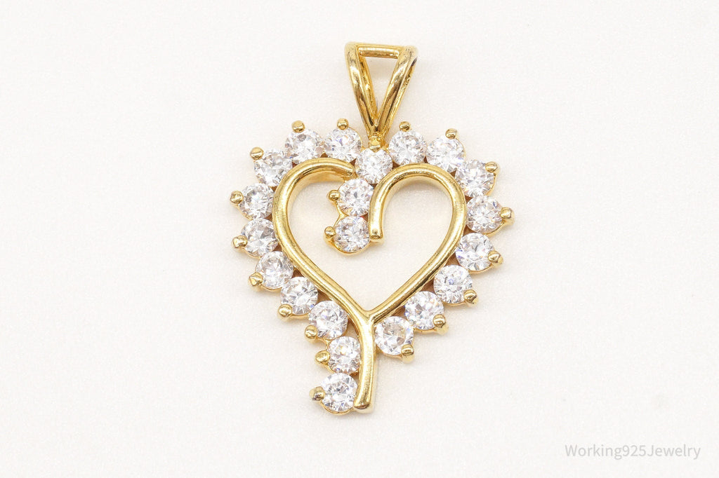 Vintage Cubic Zirconia Gold Vermeil Sterling Silver Heart Pendant | Jewelry > Necklaces > Pendants | Wiccan Center