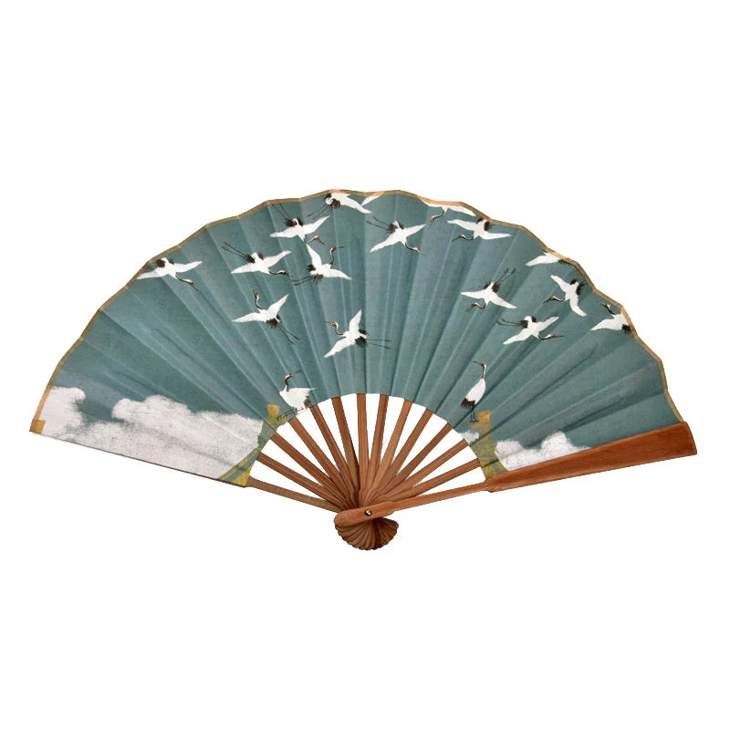 Vintage Bamboo & Silk Folding Hand Fan – Art Floral Design | Fans | Wiccan Center
