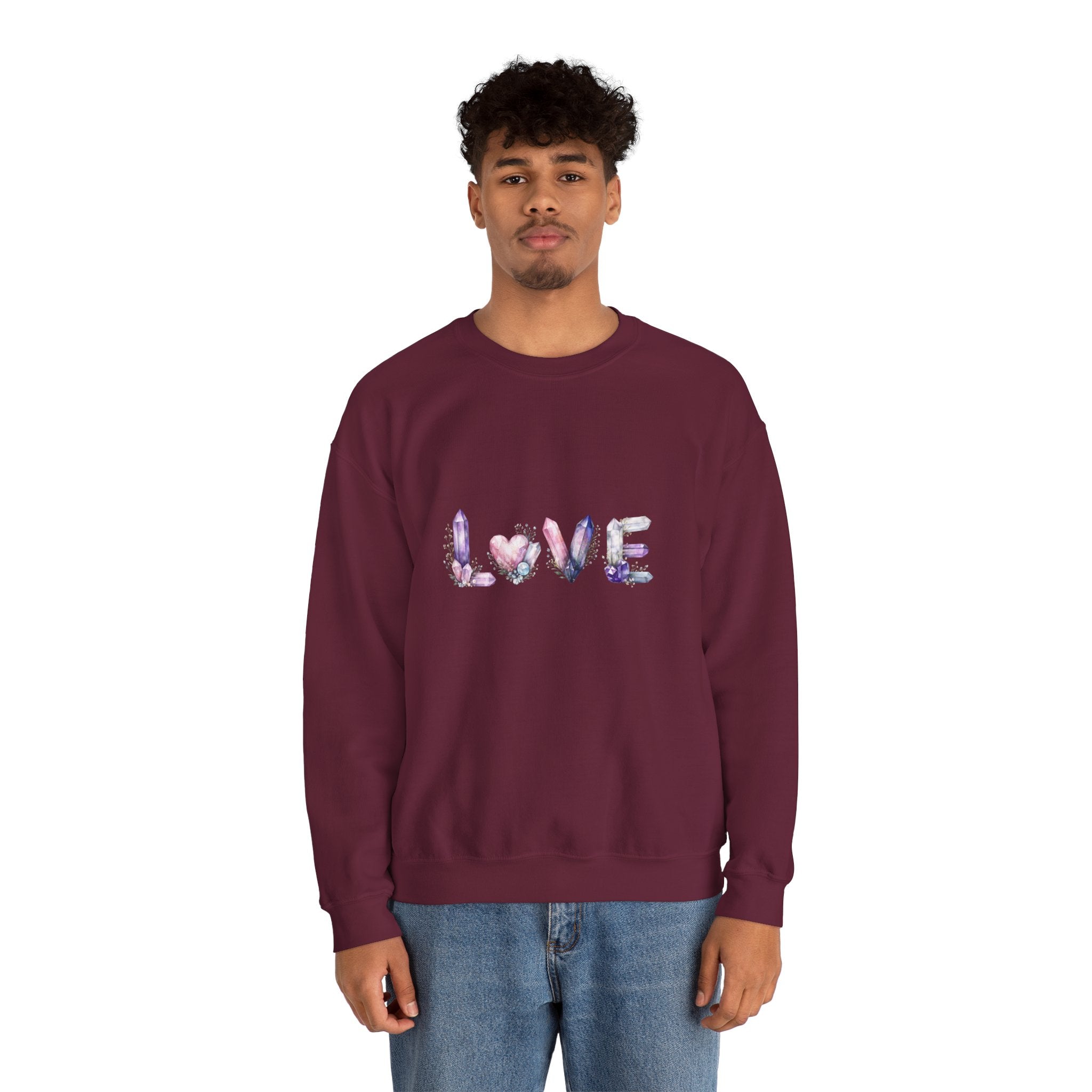 LOVE Crystal Letter Design | Sweatshirt | Wiccan Center