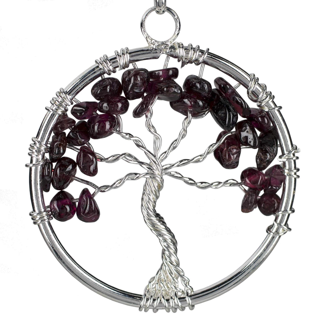 Garnet Wire Wrapped Tree of Life Necklace - Sacred Geometry | Gemstone Jewelry > Necklaces | Wiccan Center