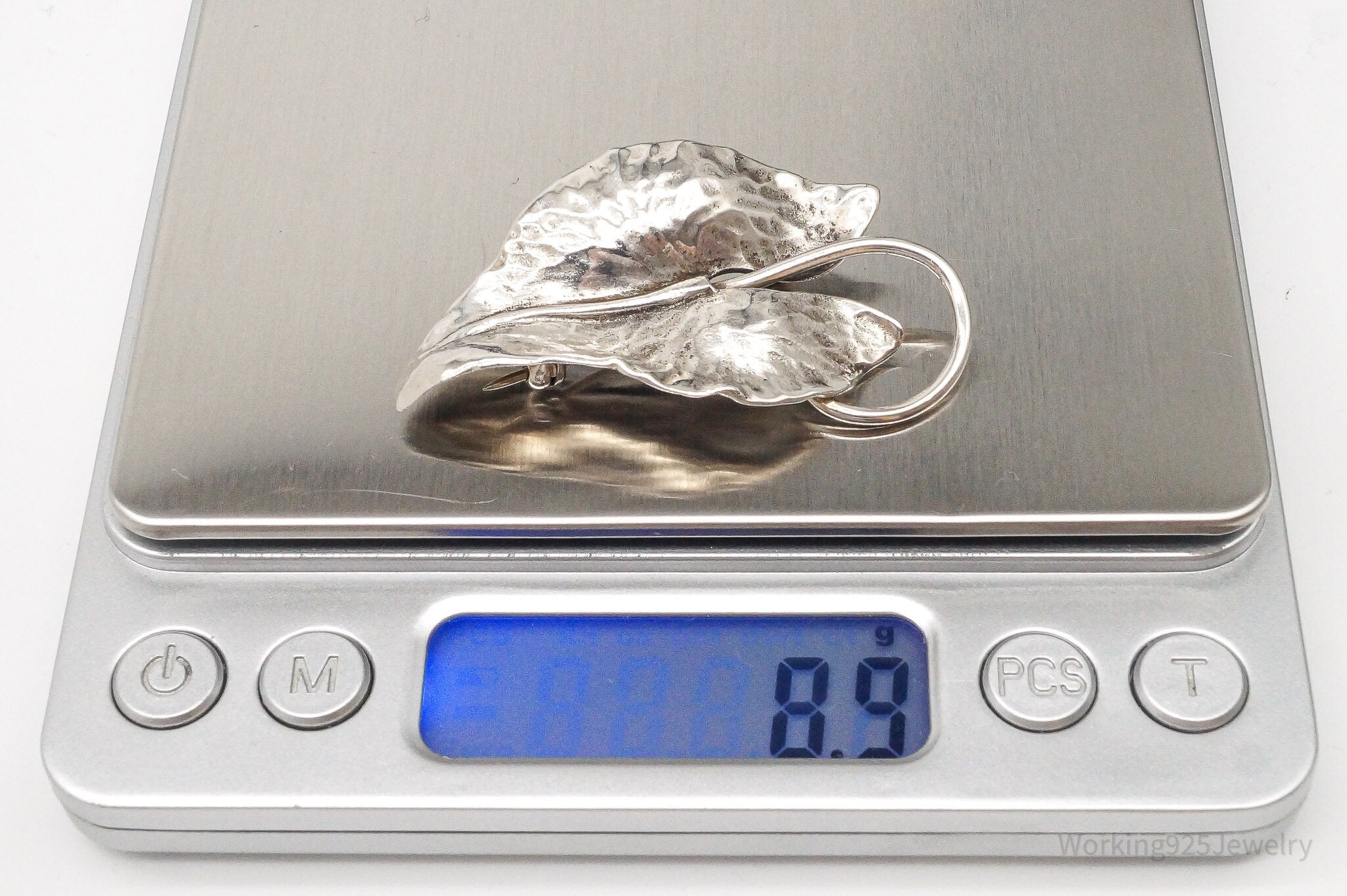 Large Antique Sterling Silver Leaf Pin Brooch | Jewelry > Brooches, Pins & Clips | Wiccan Center