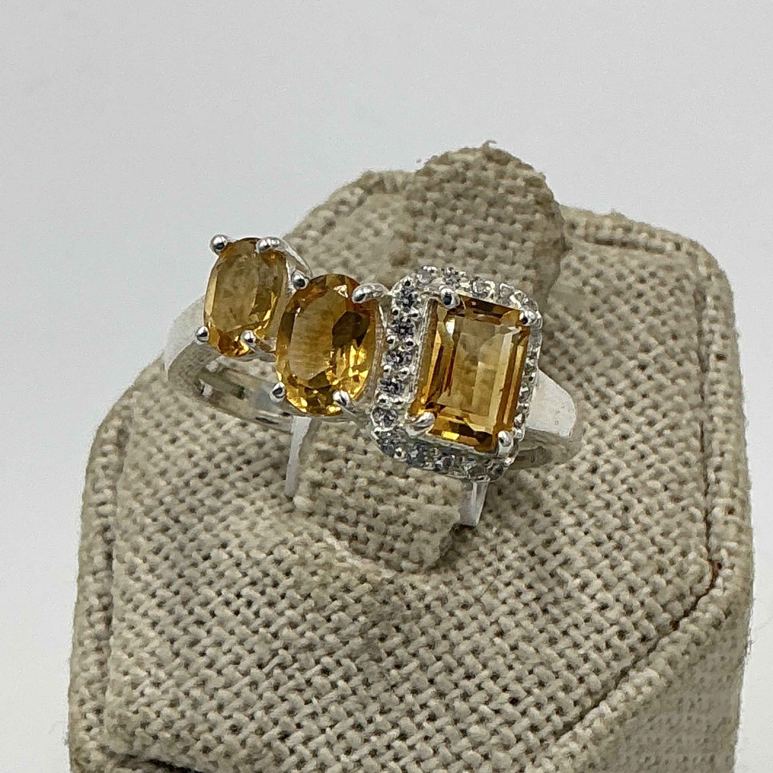 Sterling Silver Multi Stone Citrine Halo Ring – Size 9 – Abundance, Confidence & Manifestation | Rings | Wiccan Center