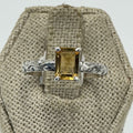 Sterling Silver Emerald Cut Citrine Filigree Band Ring – Size 9 – Abundance, Focus & Clarity | Rings | Wiccan Center