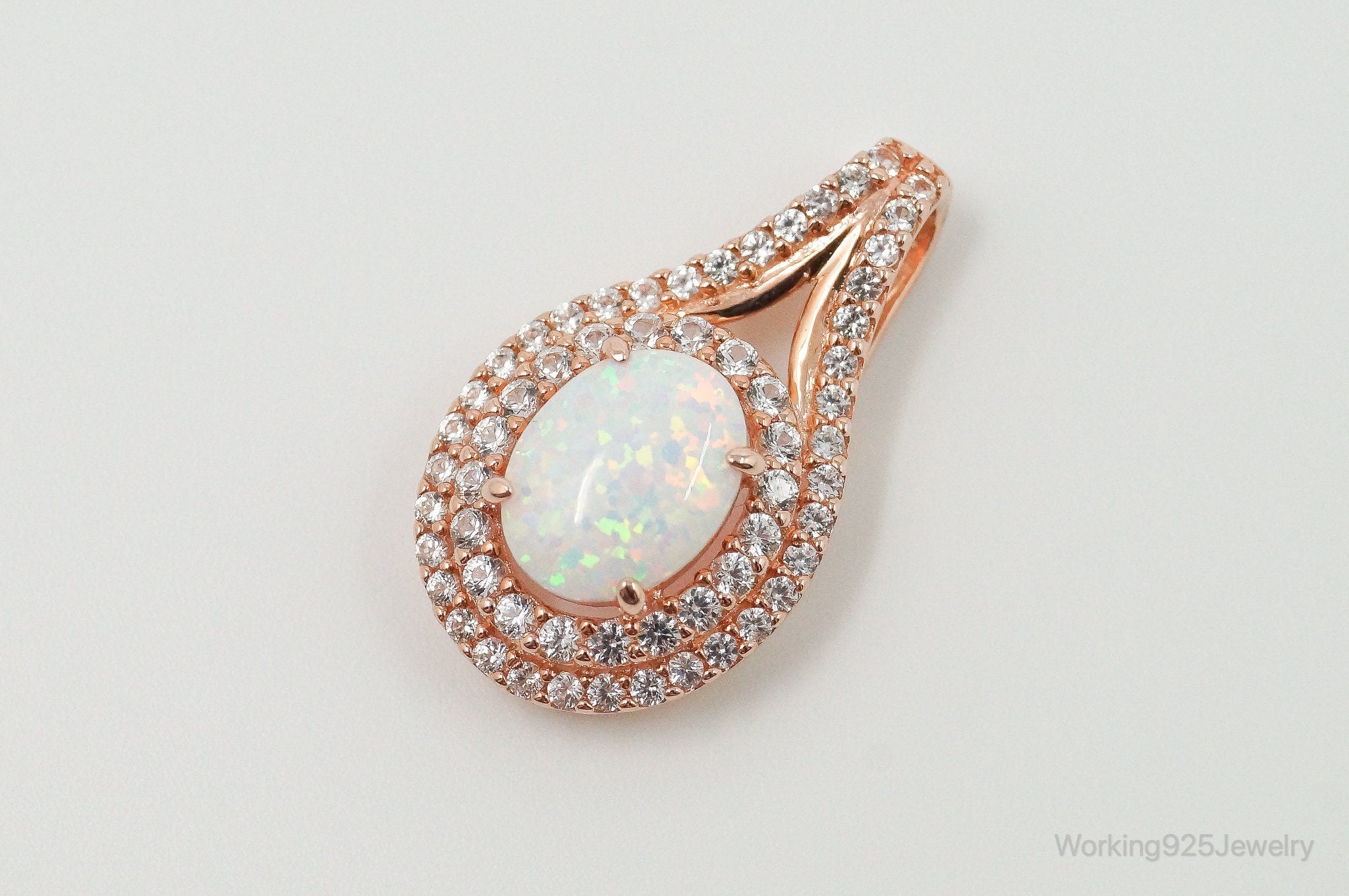 Opal Cubic Zirconia Rose Gold Vermeil Sterling Silver Necklace Pendant | Jewelry > Necklaces > Pendants | Wiccan Center