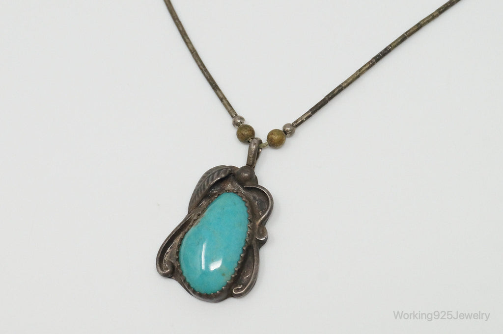 Vintage Native American Unsigned Turquoise Sterling Silver Necklace | Jewelry > Necklaces > Pendants | Wiccan Center