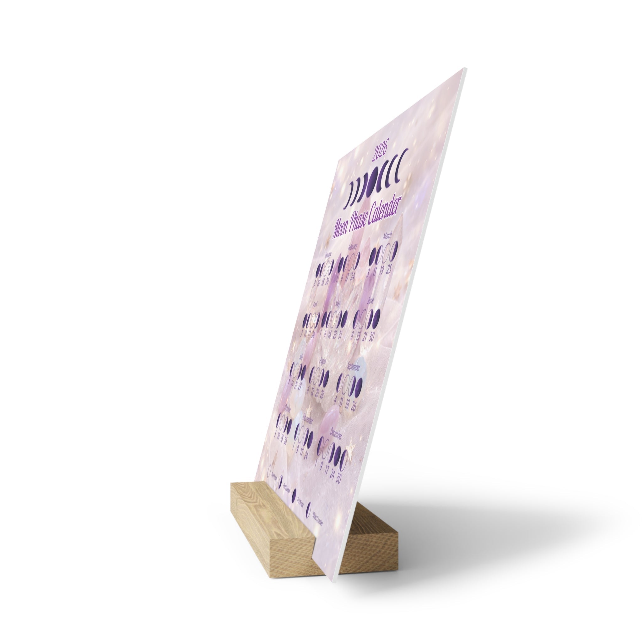 Moon Phases Calendar with Stand- 2026 Moon Calendar | Home Decor | Wiccan Center