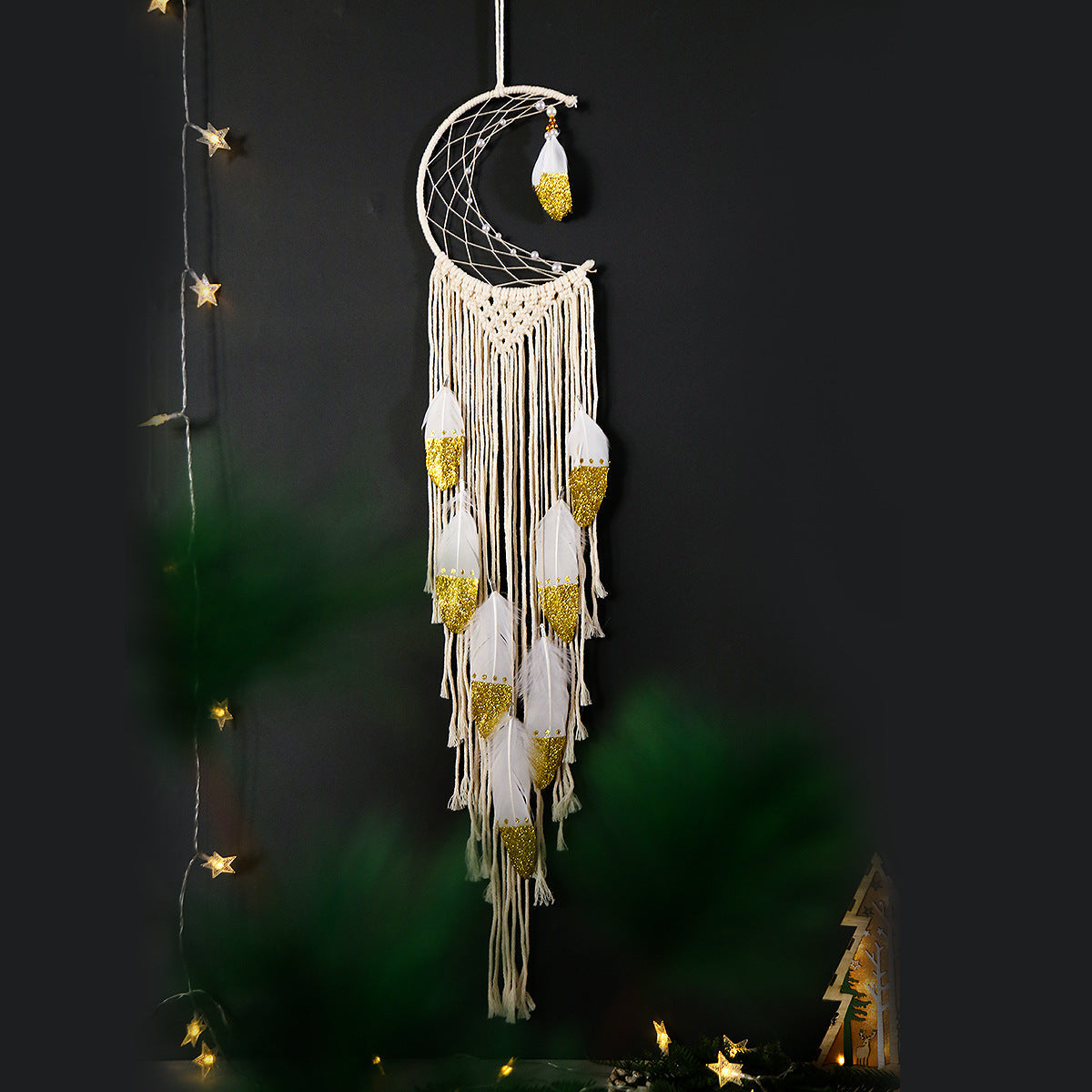 Crescent Dream Catcher Home Decor Gold | 0 | Wiccan Center