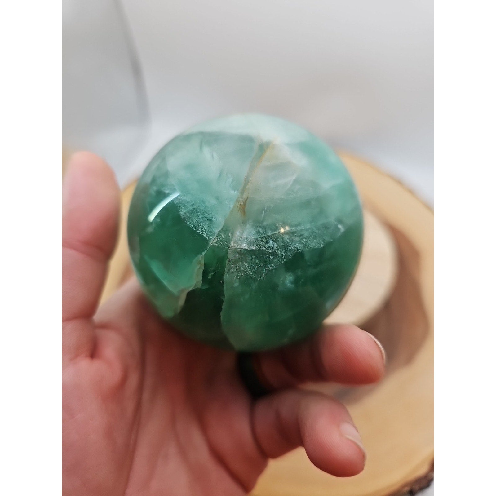 1.59lb Natural Rainbow Fluorite Quartz Crystal Sphere Ball Polished | Crystal Spheres & Eggs | Wiccan Center