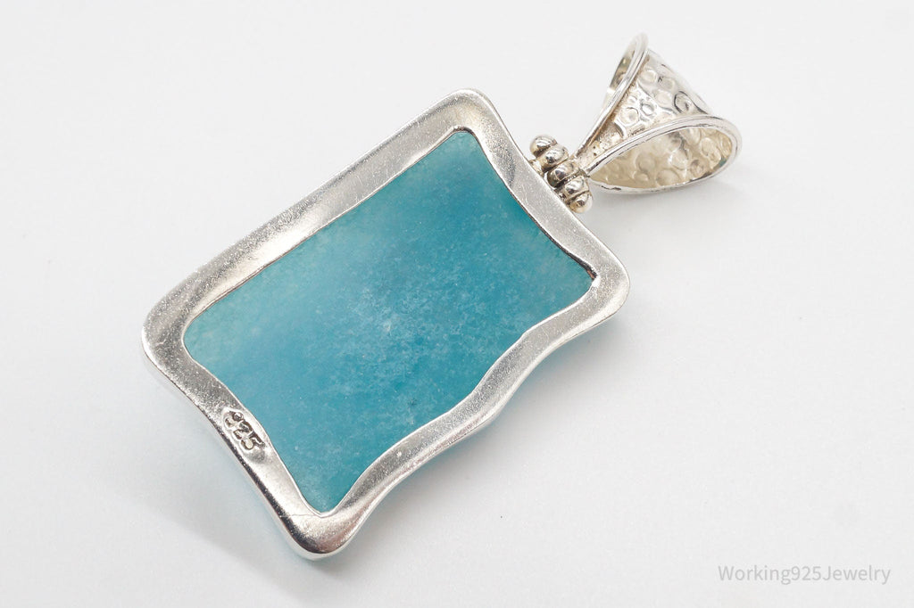 Large Vintage Blue Stone Amethyst Sterling Silver Necklace Pendant | Jewelry > Necklaces > Pendants | Wiccan Center