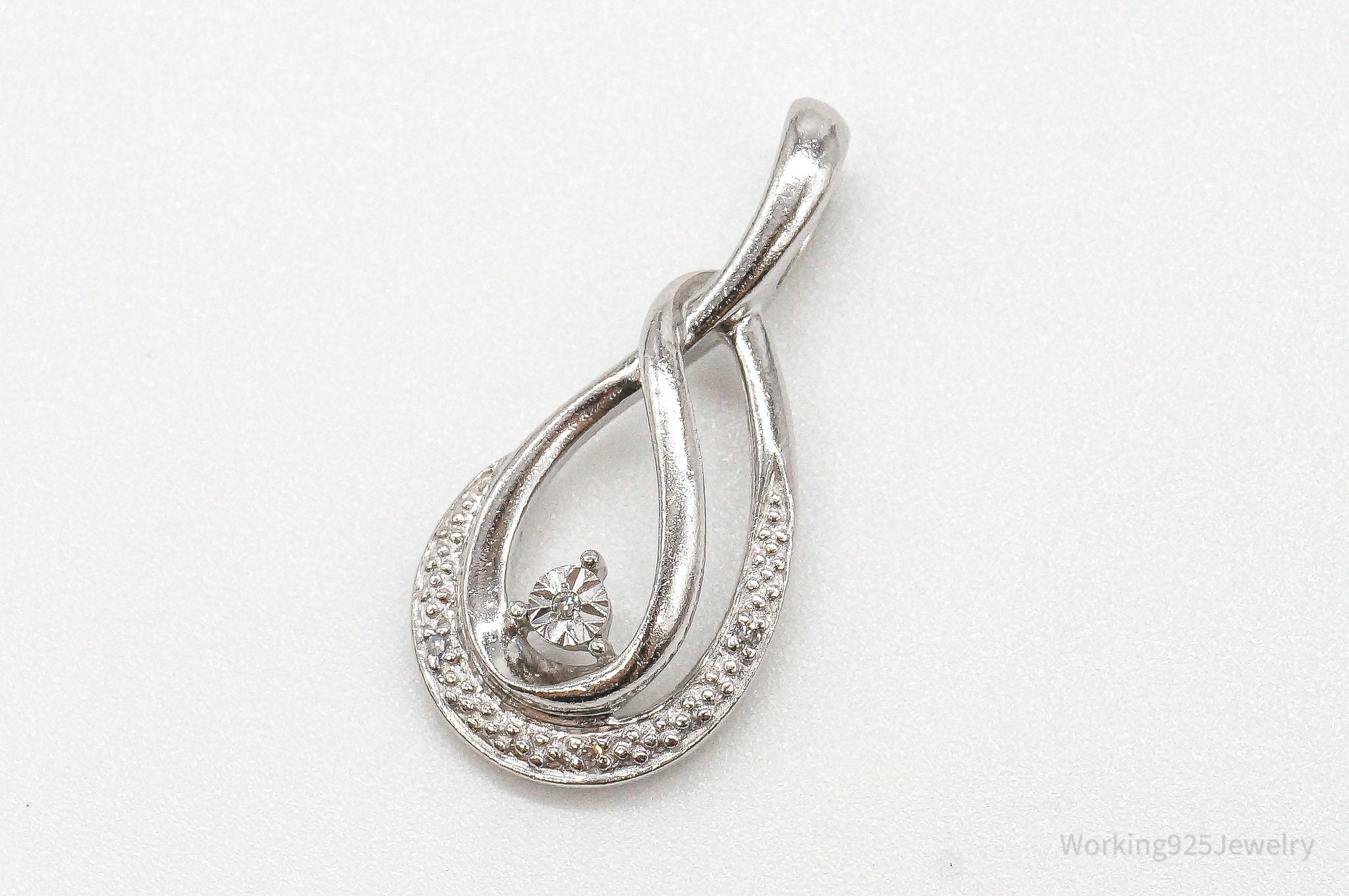 Vintage Designer 4 Diamond Sterling Silver Pendant | Jewelry > Necklaces > Pendants | Wiccan Center