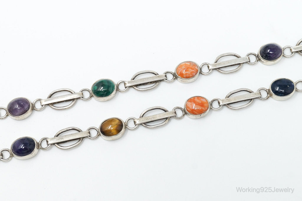 Vintage Modernist Multi Gem Sterling Silver Necklace | Jewelry > Necklaces > Pendants | Wiccan Center