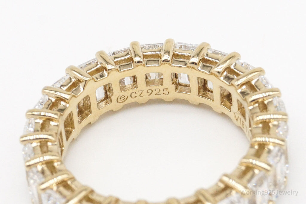 Vintage Cubic Zirconia Gold Vermeil Sterling Silver Band Ring - Size 7 | Jewelry > Rings | Wiccan Center