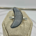 Sterling Silver Rainbow Moonstone Crescent Moon Ring – Size 10 – Intuition, Balance & New Beginnings | Rings | Wiccan Center