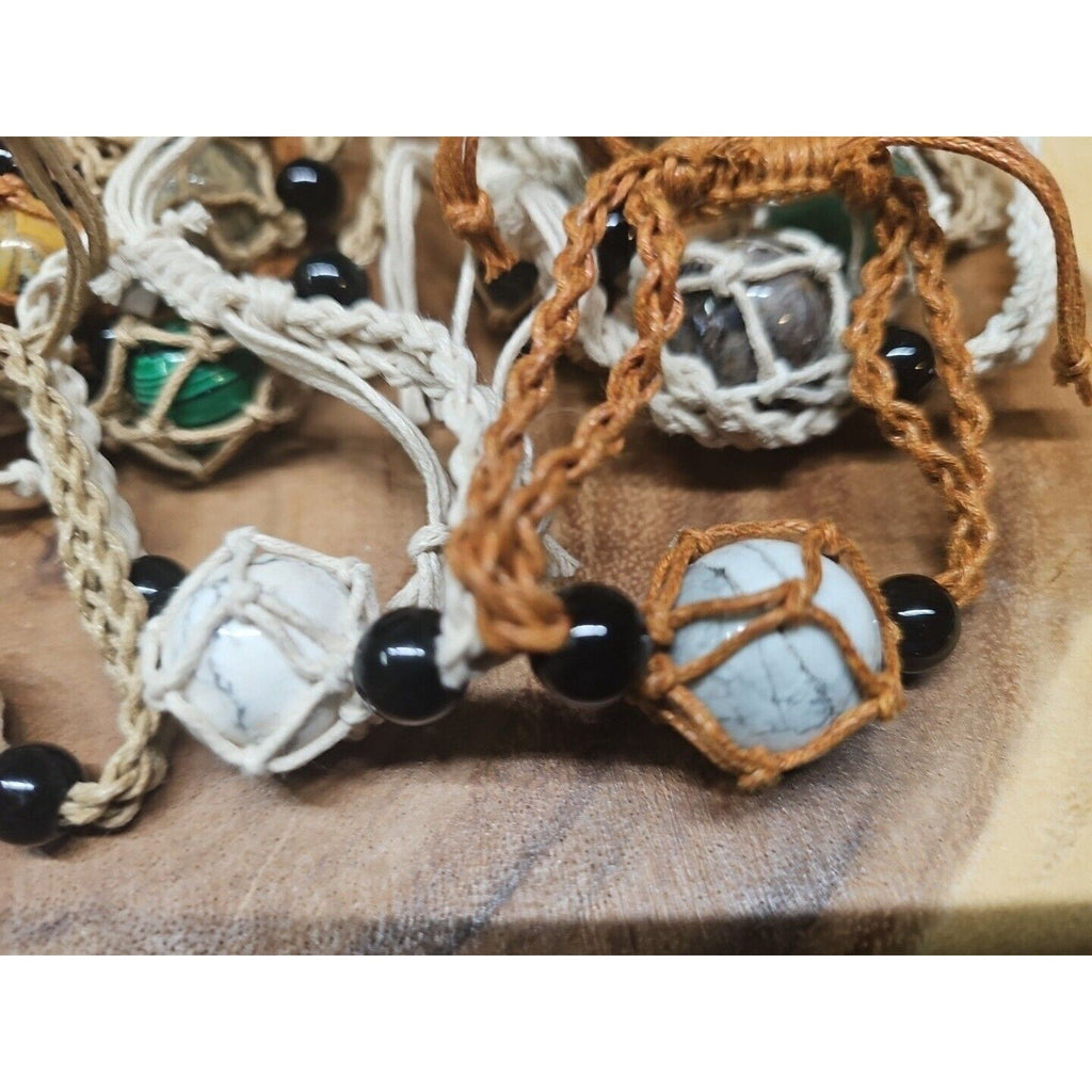 Mixed Gemstone Hemp Rope Bracelet Wholesale Lot — 13-Piece Reseller Set | CrystalCloud Company