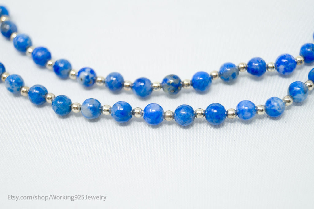 Vtg Designer Carolyn Pollack Relios Lapis Lazuli Bead Sterling Silver Necklace | Jewelry > Necklaces | Wiccan Center