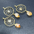 Dreamcatcher Pendant (Citrine Crystal Point)(Gold Plated) Gemstone Jewelry Necklace Supply | Craft Supplies & Tools > Beads, Gems & Cabochons > Charms & Pendants > Pendants | Wiccan Center