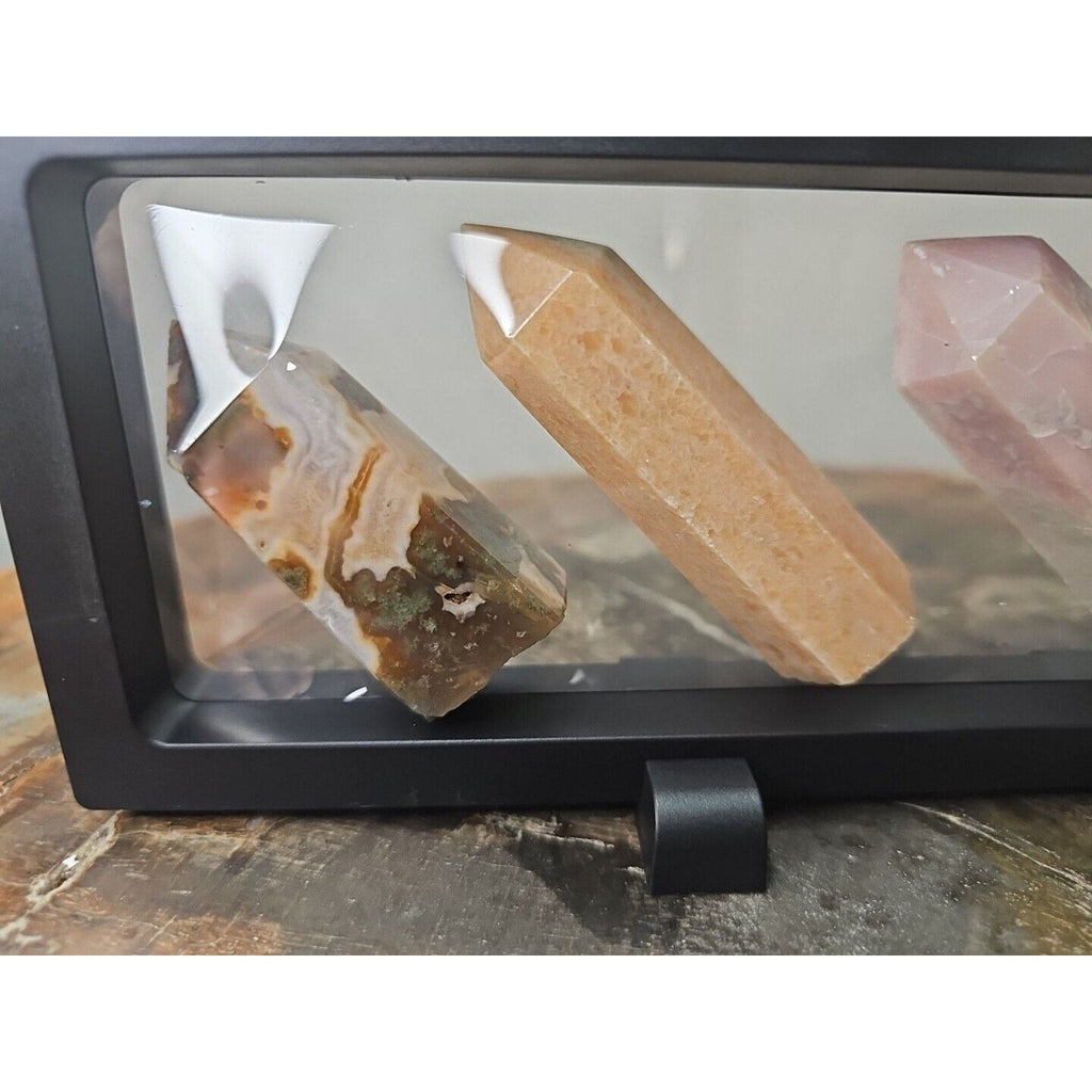 Natural Agate Crystal Towers with Stand — 245g, 4-Piece Set | CrystalCloud Company