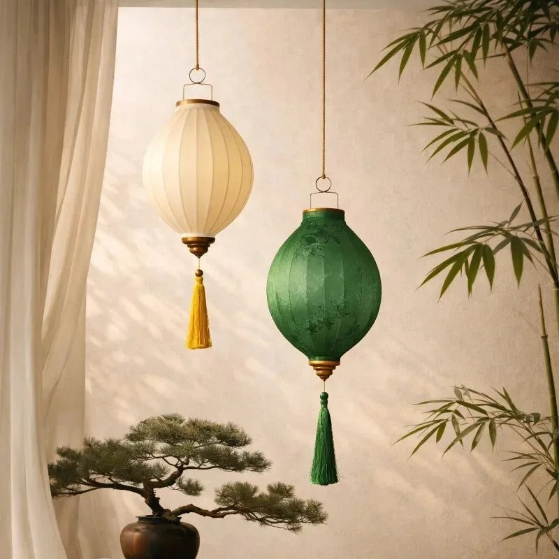 14-Inch Oriental Satin Silk Palace Lantern – Traditional Vietnamese Hanging Lantern | Lanterns | Wiccan Center