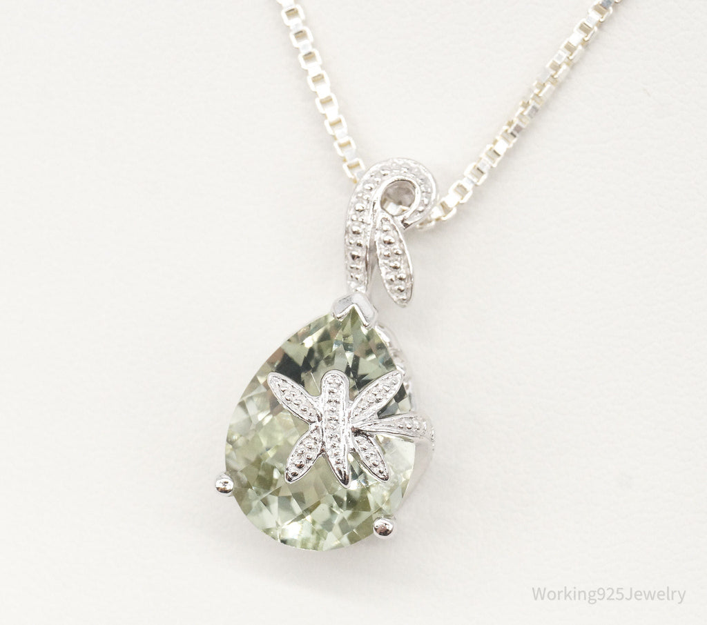 Vintage Prasiolite Dragonflies Sterling Silver Necklace | Jewelry > Necklaces > Pendants | Wiccan Center