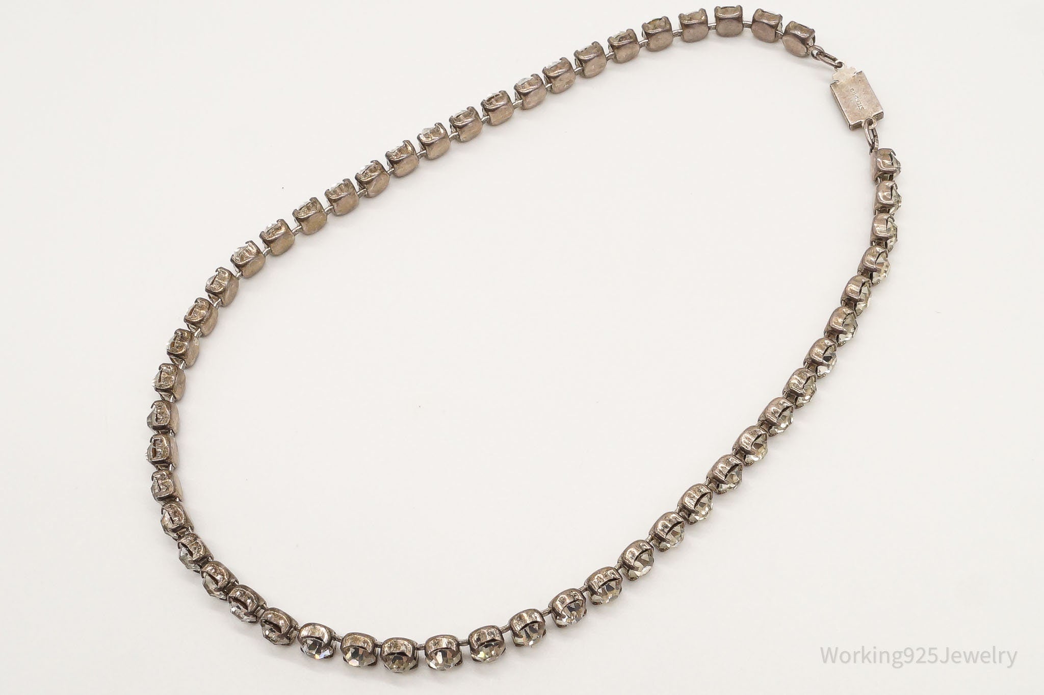 Antique Rhinestone Sterling Silver Necklace 14" | Jewelry > Necklaces > Pendants | Wiccan Center