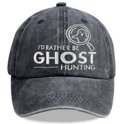 "I'd Rather Be Ghost Hunting" Embroidered Washed Baseball Cap – Retro Paranormal Hat | Hats & Caps | Wiccan Center