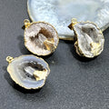 Oco Geode Druzy Crystal Pendant with Quartz Point (Gold Plated) Gemstone Jewelry Necklace Supply | Craft Supplies & Tools > Beads, Gems & Cabochons > Charms & Pendants > Pendants | Wiccan Center