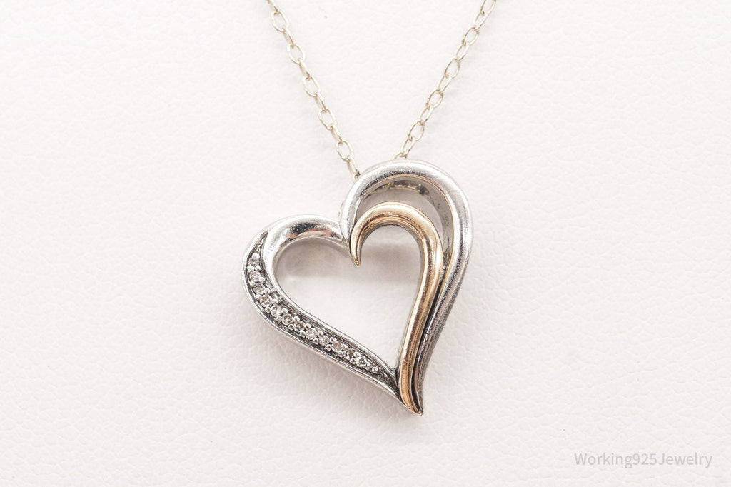 Vintage Designer JWBR Diamond Heart 10K Gold Sterling Silver Chain Necklace | Jewelry > Necklaces > Pendants | Wiccan Center