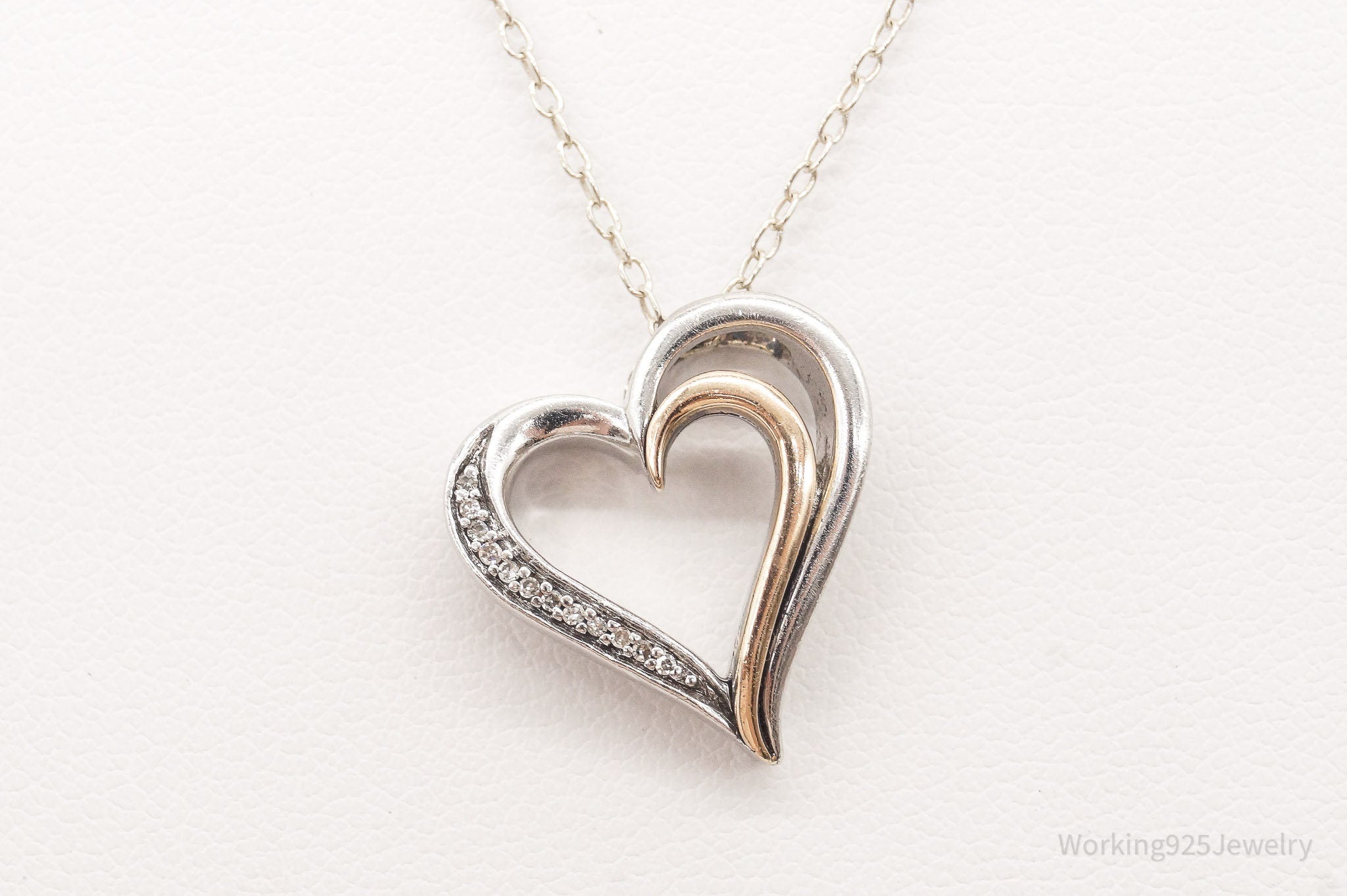 Vintage Designer JWBR Diamond Heart 10K Gold Sterling Silver Chain Necklace | Jewelry > Necklaces > Pendants | Wiccan Center