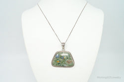 Vintage Large Crazy Lace Agate Sterling Silver Necklace | Jewelry > Necklaces > Pendants | Wiccan Center