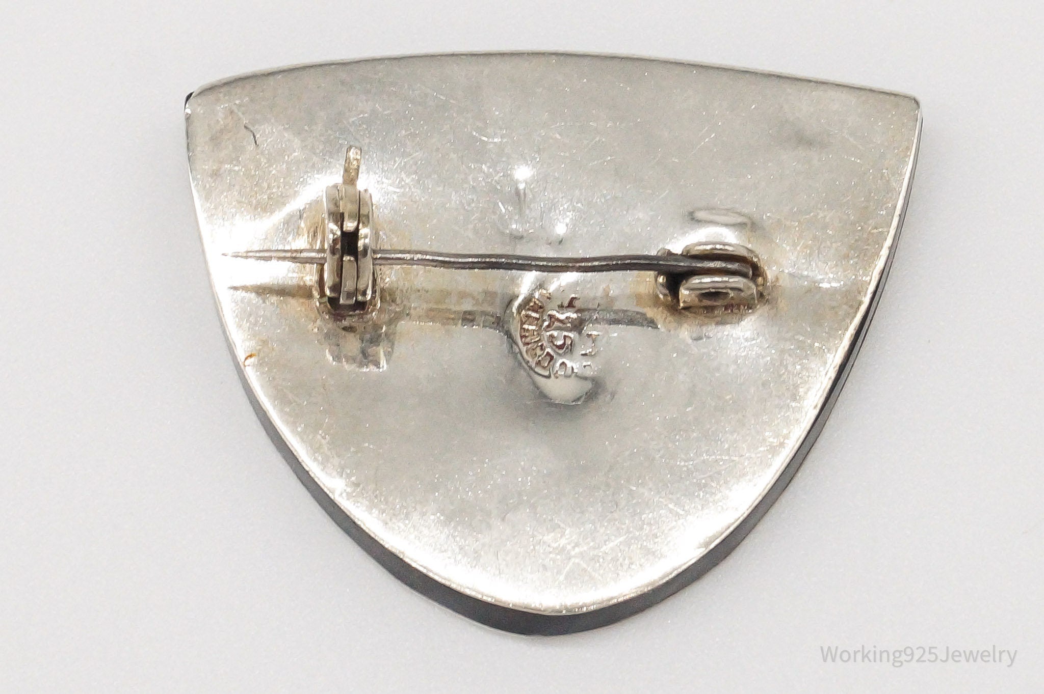 Large Vintage Mexico Warrior Tribal Mask Sterling Silver Two Tone Brooch Pin | Jewelry > Brooches, Pins & Clips | Wiccan Center