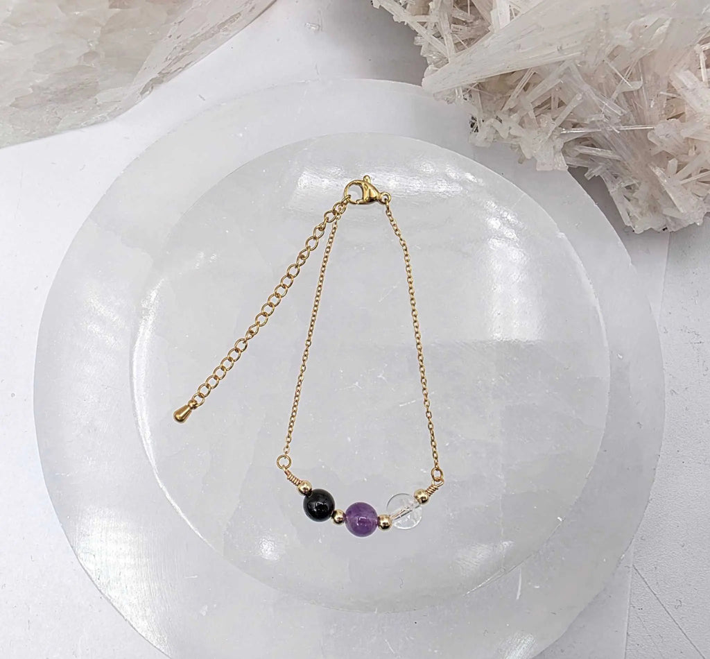 SACRED SPACE -Clear Quartz, Amethyst, Black Onyx Jewelry Set | Jewelry Set | Wiccan Center