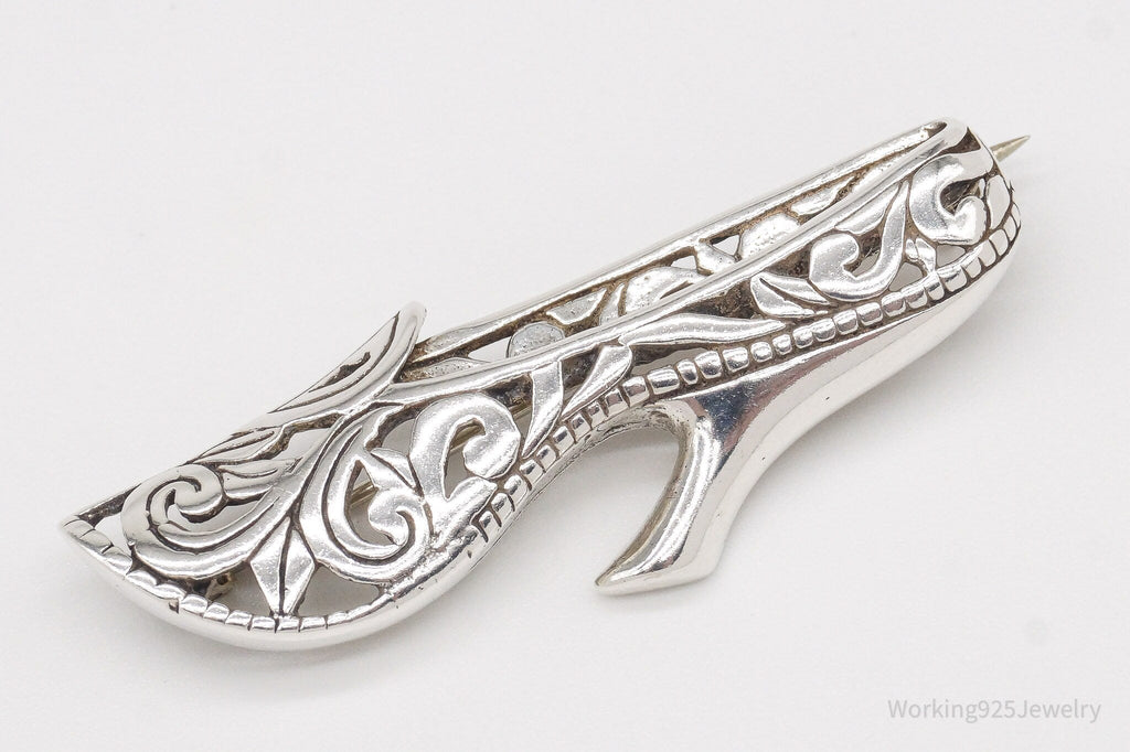 Vintage Designer Jezlaine Lady's High Heel Sterling Silver Brooch Pin | Jewelry > Brooches, Pins & Clips | Wiccan Center