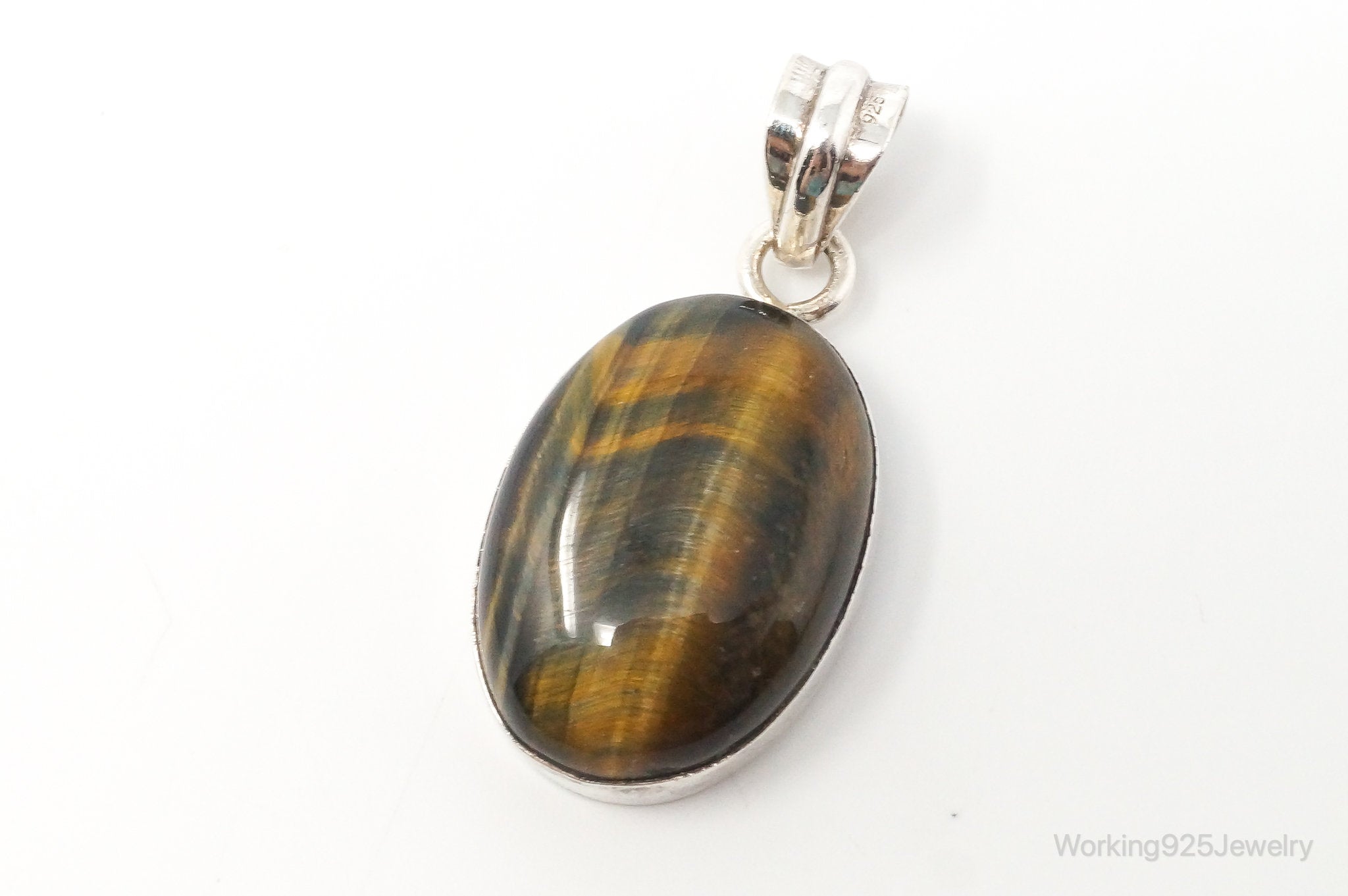 Vintage Large Tigers Eye Southwestern Style Sterling Silver Pendant | Jewelry > Necklaces > Pendants | Wiccan Center