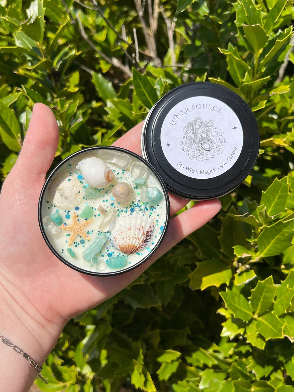 Sea Witch Mermaid Magick Candle | Witchcraft Altar Ritual Spell Ocean Amphirtite Beach Water Goddess Witchy Gift Crystal Herbal Intention | | Wiccan Center