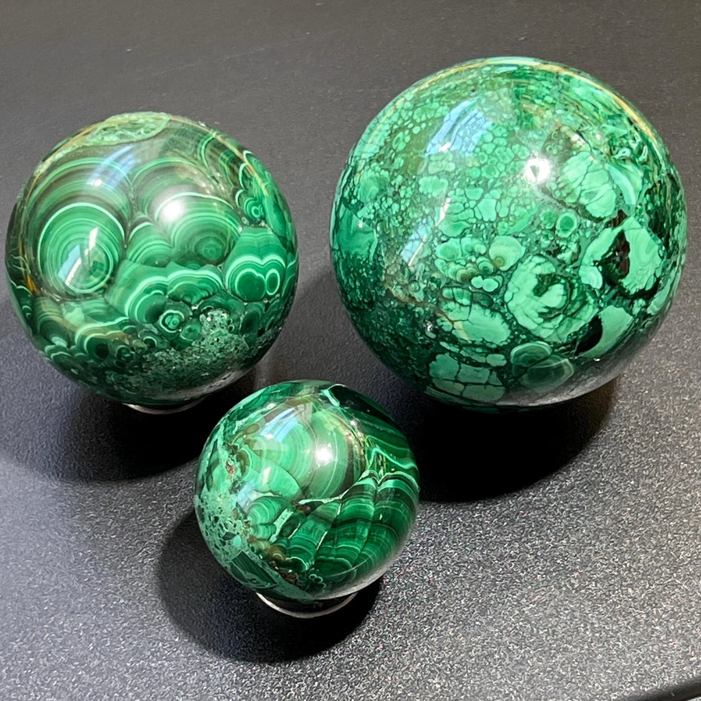 Malachite Spheres (3 Sizes)(5-10 CM) Large Polished Carving | Home & Living > Home Decor > Home Accents > Rocks & Geodes | Wiccan Center