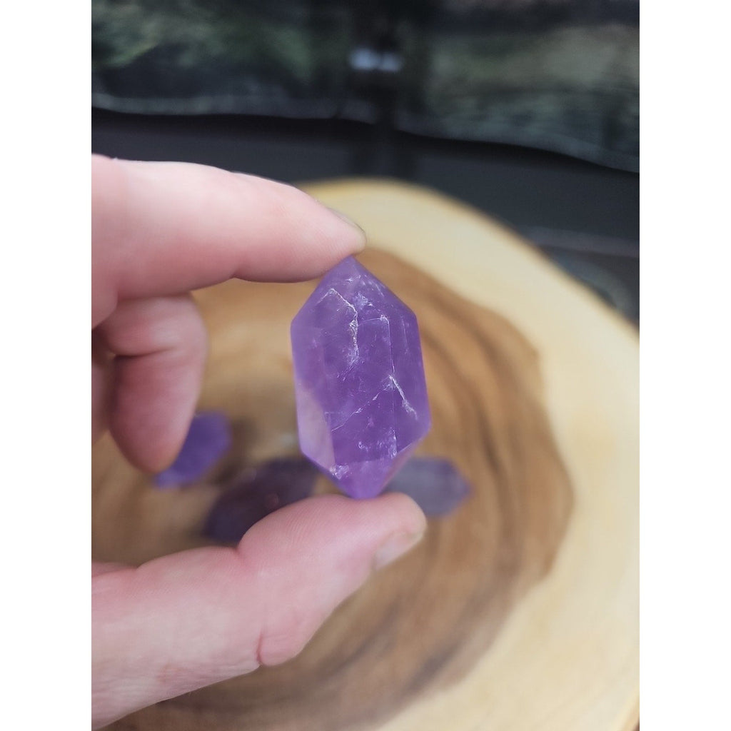 1each Natural Purple Amethyst Quartz Crystal Double Point Wand