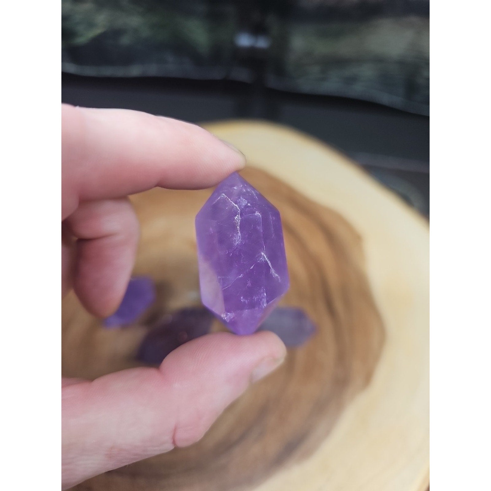 1each Natural Purple Amethyst Quartz Crystal Double Point Wand