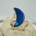 Sterling Silver Labradorite Crescent Moon Ring – Size 6 – Protection, Intuition & Transformation | Rings | Wiccan Center