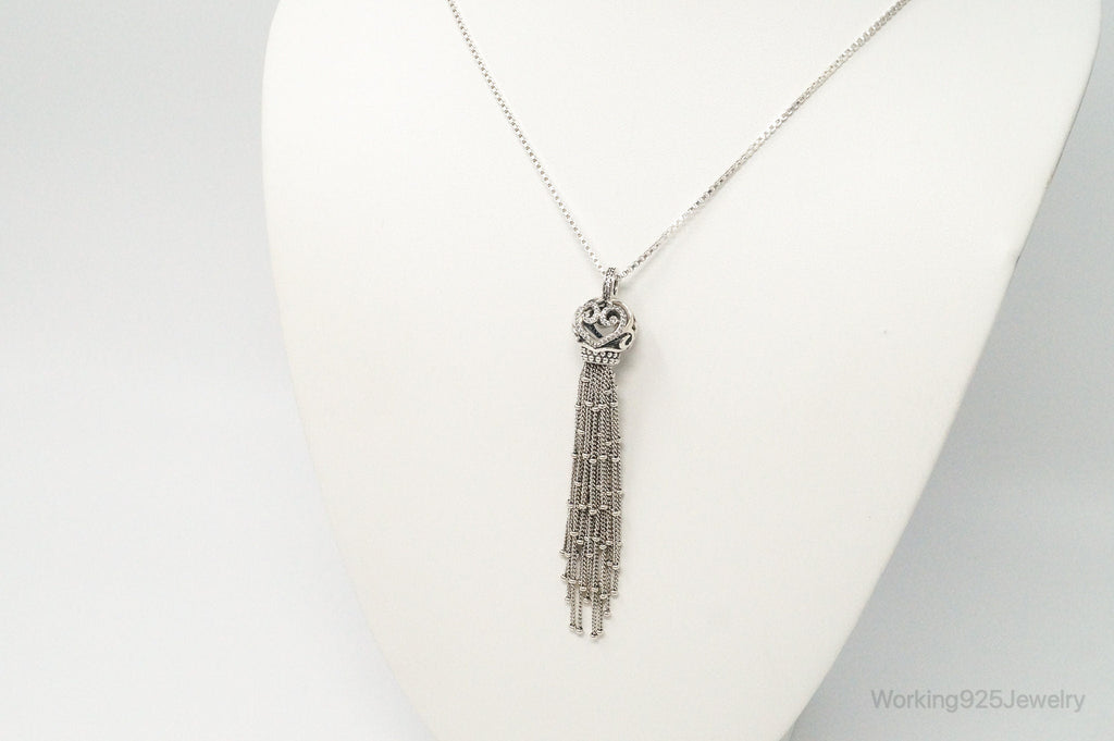 Vintage Open Heart Cubic Zirconia Mesh Sterling Silver Necklace | Jewelry > Necklaces > Pendants | Wiccan Center