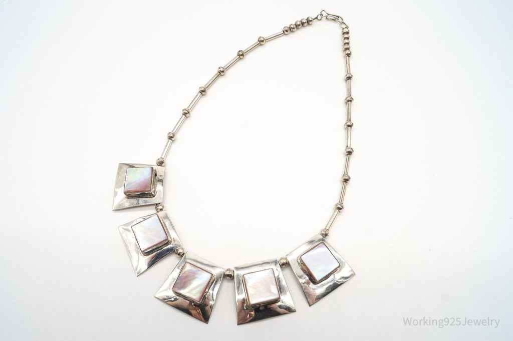 Vintage Native America Pink Mother Of Pearl Silver Necklace | Jewelry > Necklaces > Pendants | Wiccan Center