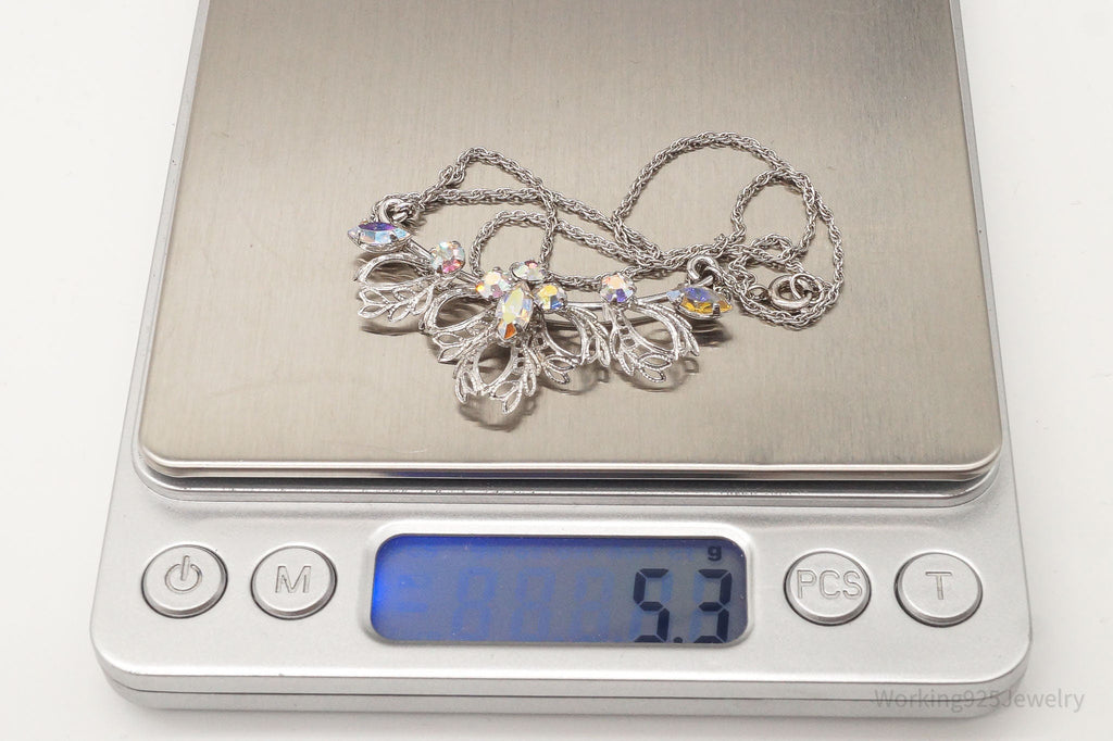 Antique Rhinestone Filigree Sterling Silver Necklace 16" | Jewelry > Necklaces > Pendants | Wiccan Center